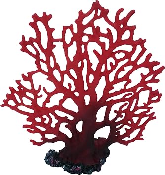Red Fern Fan Coral Artificial Aquarium Decor 9.25 Inches Tall