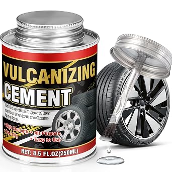 Vulcanizing Cement 8.5Oz, All Purpose Tire Repair Glue, Fast-Dry Rubber Cement Glue with Brush, Heavy Duty Tire Patch Kit for Car, Motorcycle, Bike Tires