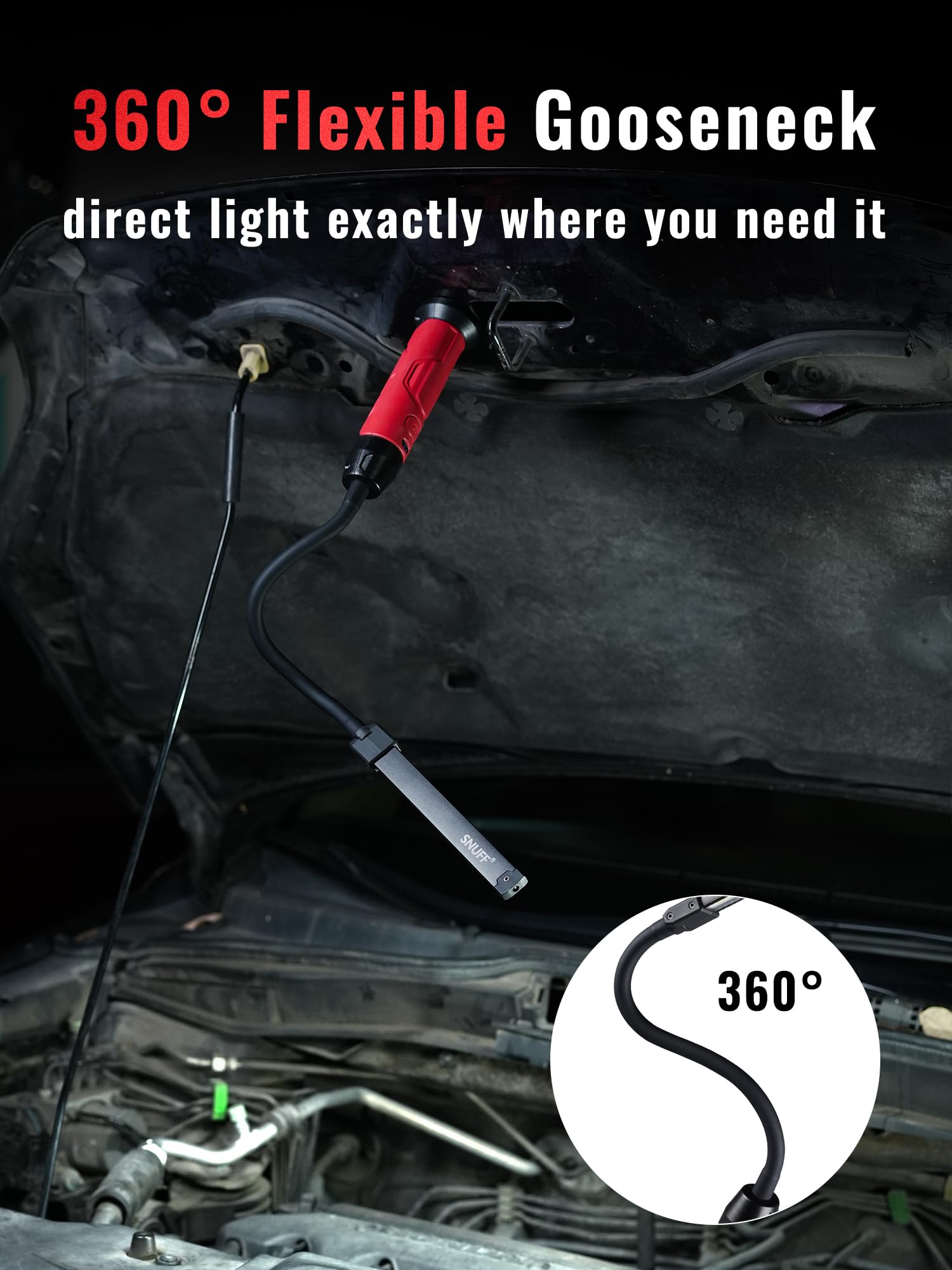 Wiederaufladbare Arbeitsleuchte Magnetisch, 800LM LED Arbeitsleuchte mit flexiblem Schwanenhals, 3 Modi Mechaniker Licht für Werkbank, Auto-Reparatur, Drehmaschine, Geschenk für Männer