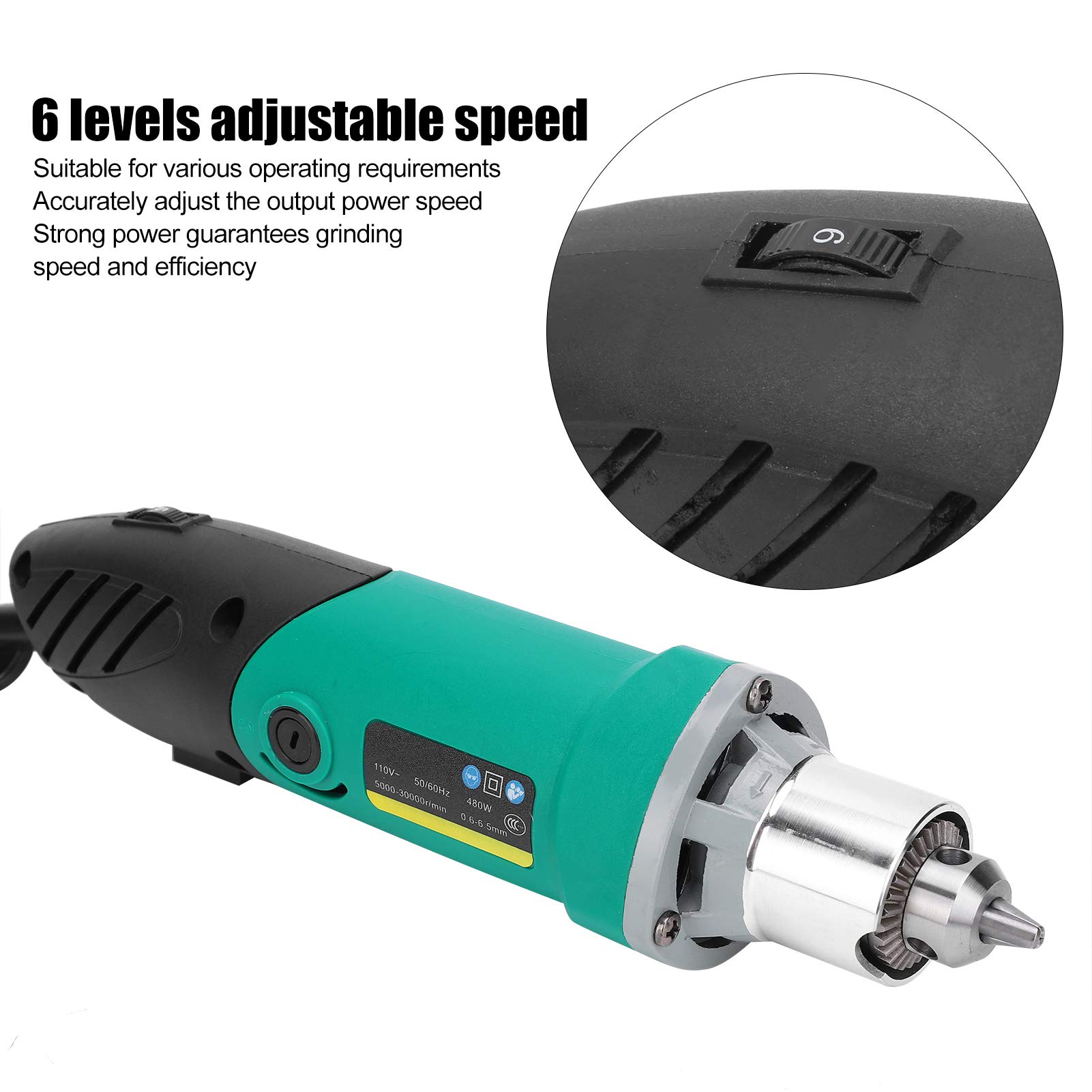 Juego de Herramientas Rotativas Eléctricas, Juego de Pulido de Corte Eléctrico de 480 W, Juego de Taladro Eléctrico de Velocidad Variable, Succión en Espiral, Velocidad Ajustable
