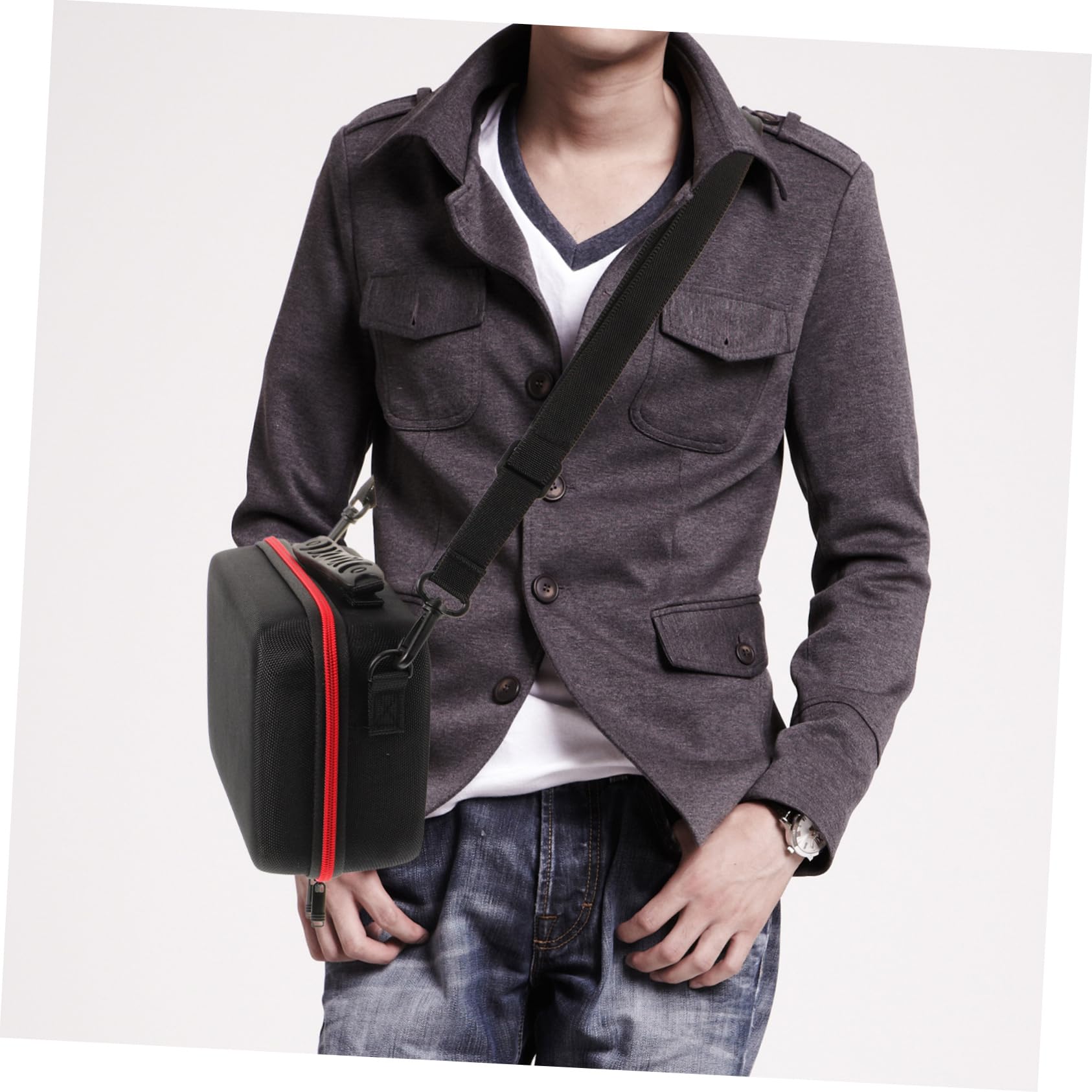 DOITOOL Borsa Porta Fotocamera Rigida Nera in Eva Oxford con Manico | Organizzazione Individuale per Dispositivi Digitali, Chiusura Zip, Formato Compatto per Accessori
