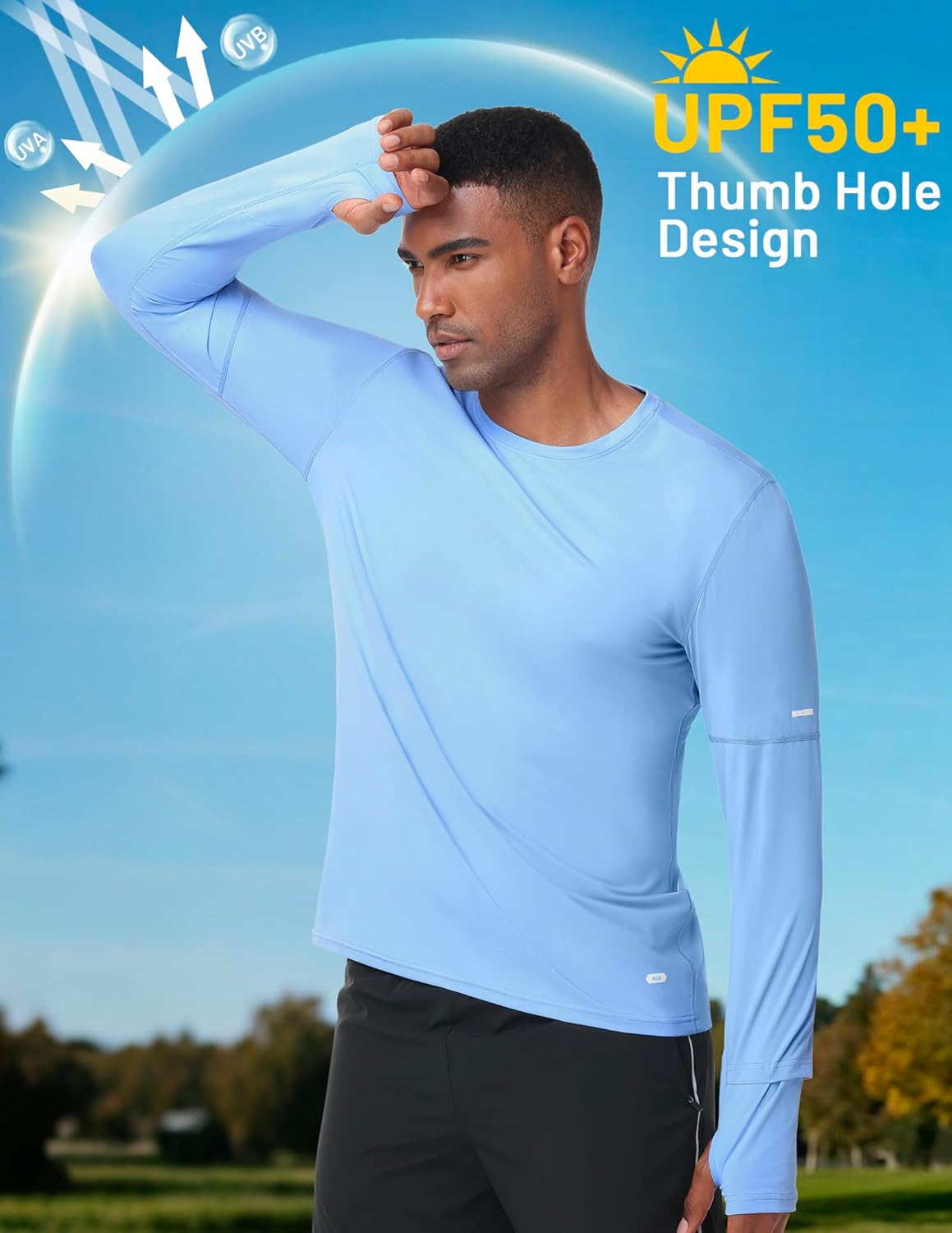 MIER Long Sleeve T Shirts for Men Quick Dry UPF 50+ UV Sun Protection Tee Shirt for Athletic Running Workout Gym Fishing