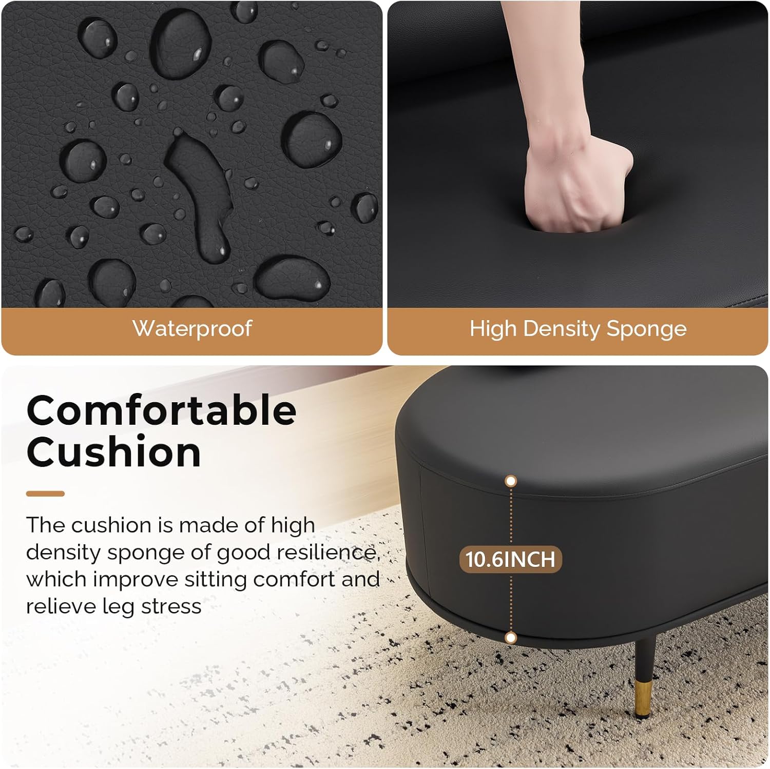 OmySalon Waiting Room Bench with Low Back, 53.5" Office Guest Chair, Faux Leather Upholstered Reception Seating, Lobby Bench for Beauty Salon Barbershop Airport Bank Hall Room Conference