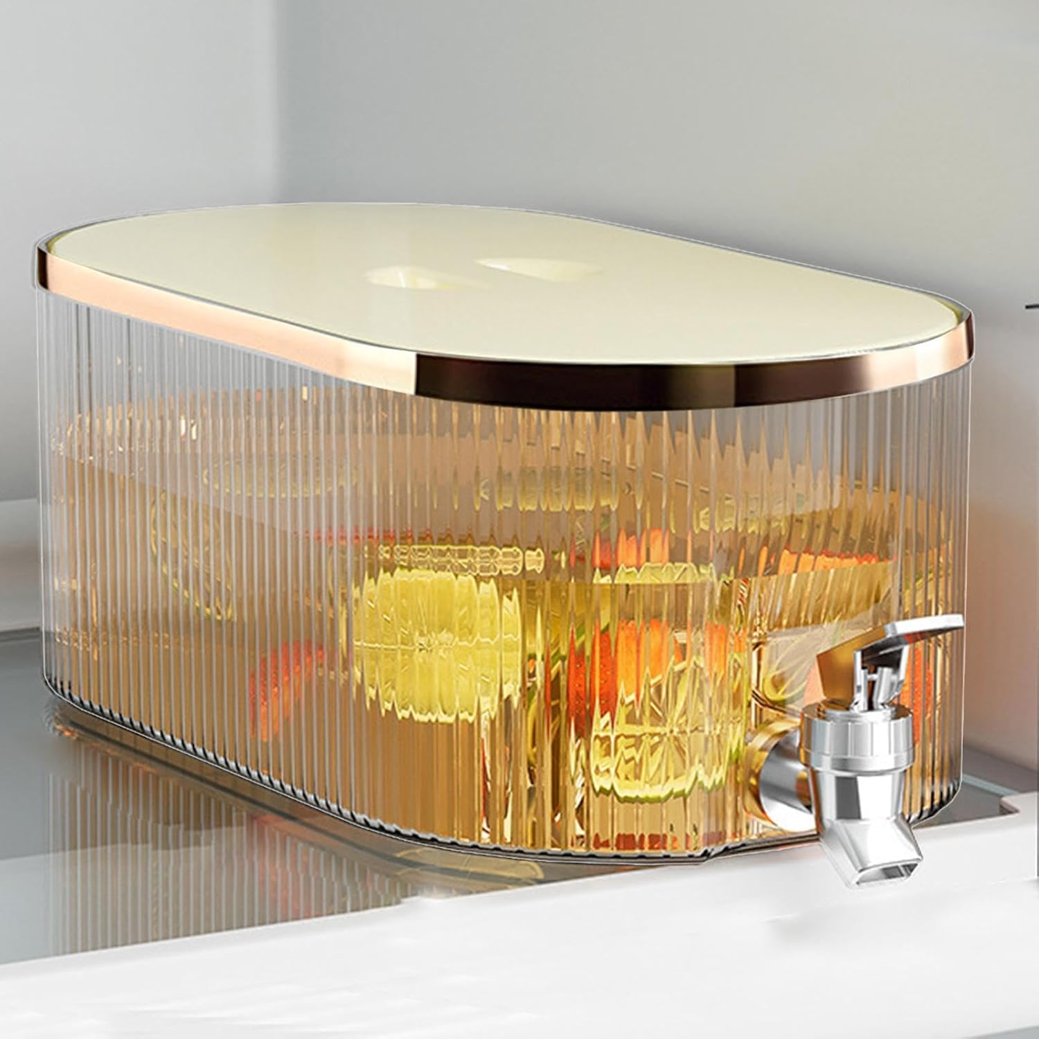 Fridge Drink Dispenser - Refrigerator Water Jugg With Faucet | Beverage Bucket | 5.3L Large Capacity Fruit Tea Bucket For Home Use | Refrigerator Cold Kettle Large Dispenser For Making Teas And Juices