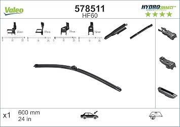 Valeo Hydroconnect Silecek BYD Atto 3 EV (2022 ve sonrası), Dolphin (2023 ve sonrası), Seal EV (2022 ve sonrası), Seal U EV (2024 ve sonrası), Renault Clio III (2010-2014) (600 MM) 578511