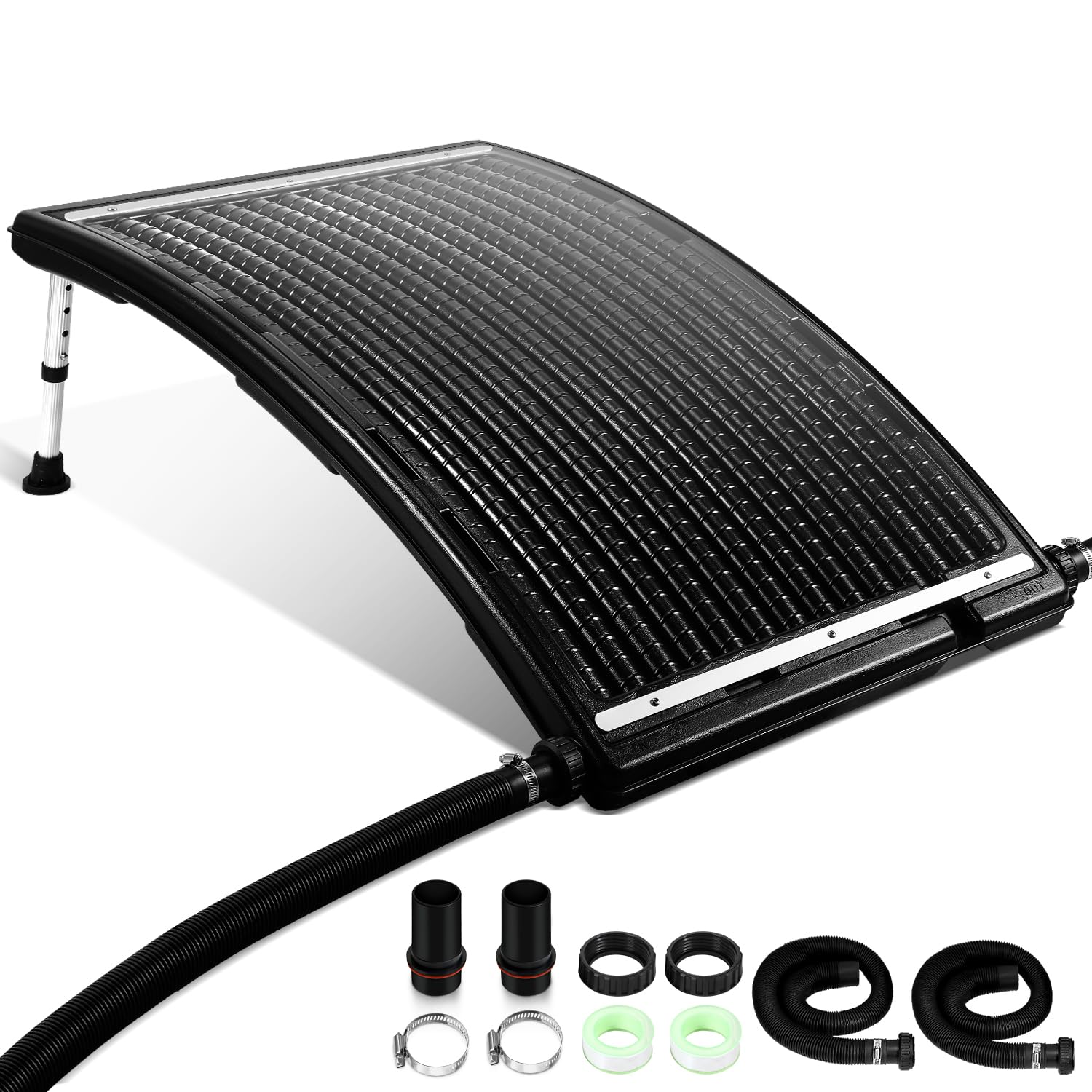 Ikodm Poolheizung Solar, Sonnenkollektor Pool 113 x 69 x 35cm Höhenverstellbar,Solarheizung 10000 L/H,32-40mm Anschluss Solar Poolheizung Erweiterbar,Solaranlage für Warmwasser Gartendusche Pool
