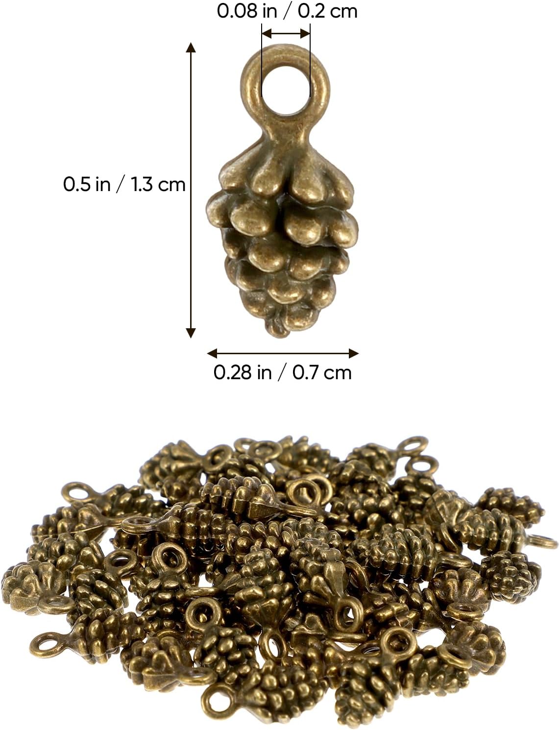 Operitacx 50pcs Pinecone Charms - Alloy Pine Cone Pendant Charms For Christmas