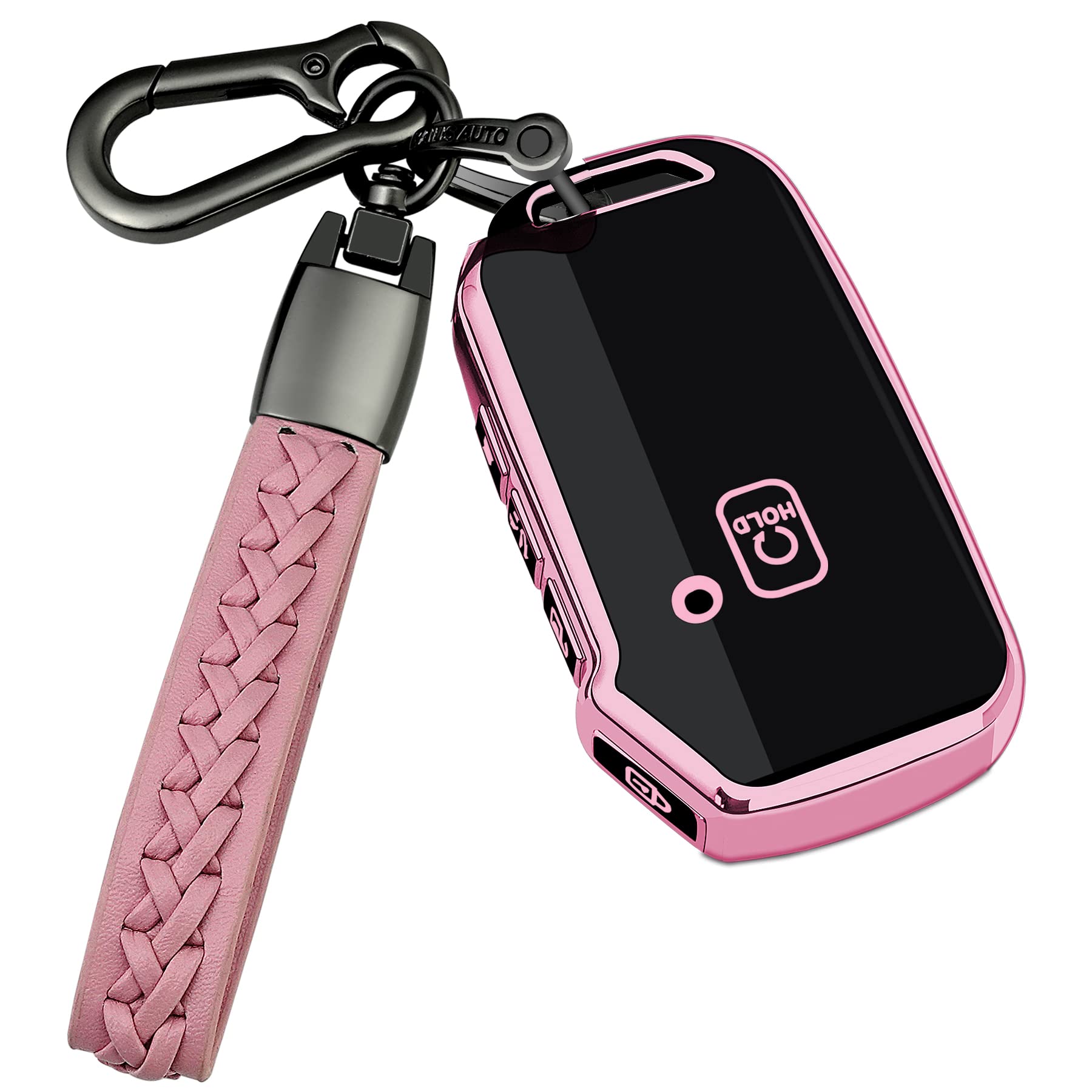 for Kia Key fob Cover case,with Keychain,Soft TPU Protect car Key,fit Cerato Ceed Forte NIRO Sorento Seltos Soul Telluride Remote Key,Key Shell-Pink