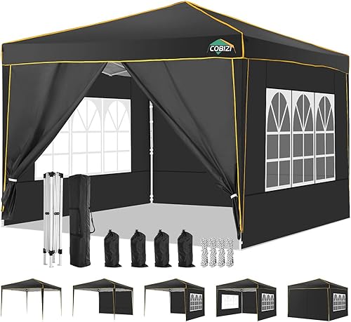 COBIZI Toldo desplegable de 10 x 10 pies, carpa para tienda de campaña, toldo de 10 x 10 pies para fiestas, playa, campamento, fiesta, evento,