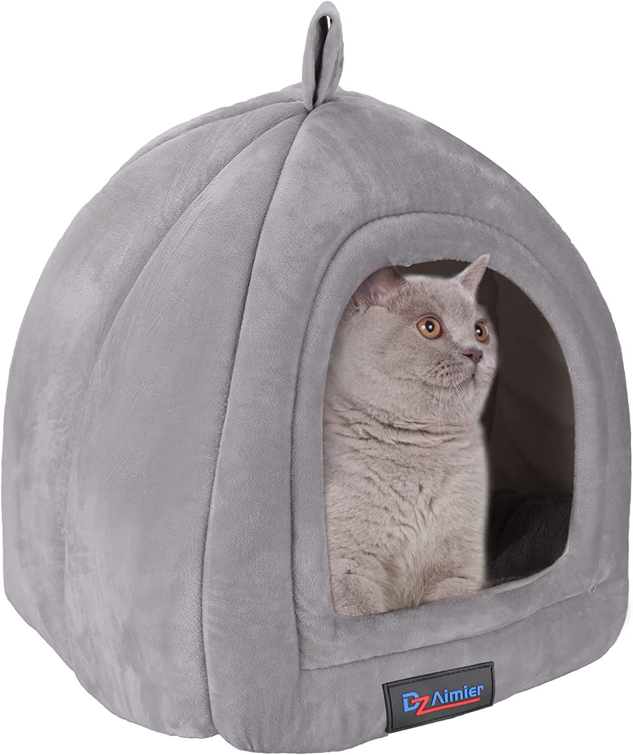 DZ Aimier Cama Gato Cueva, Carpa para Gatos de con Protección contra el Frío,con Cojín Desenfundable y Extraíble,Cama Gato Cómoda Acogedora y Cálida,Camas para Perros Pequeños