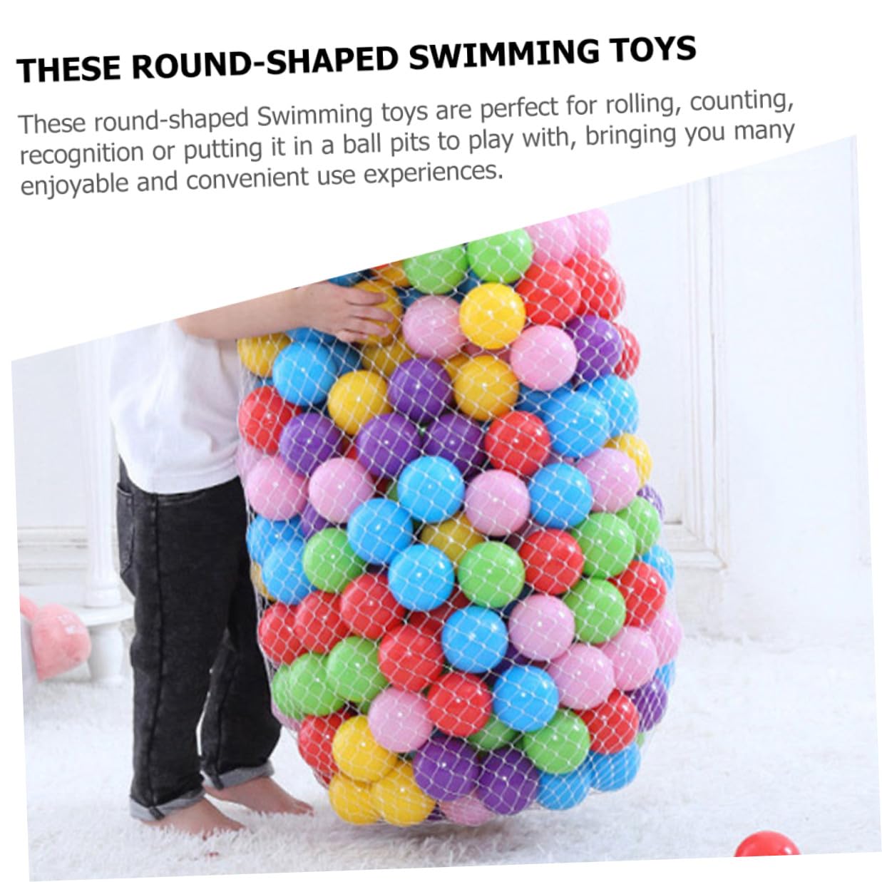 Palline per Piscina 100 Pezzi in Plastica, Rotonde per Bambini | Leggere, per Feste e Nuoto, Sviluppo Coordinazione Mano-occhio, Presa Agevolata Stile Casuale