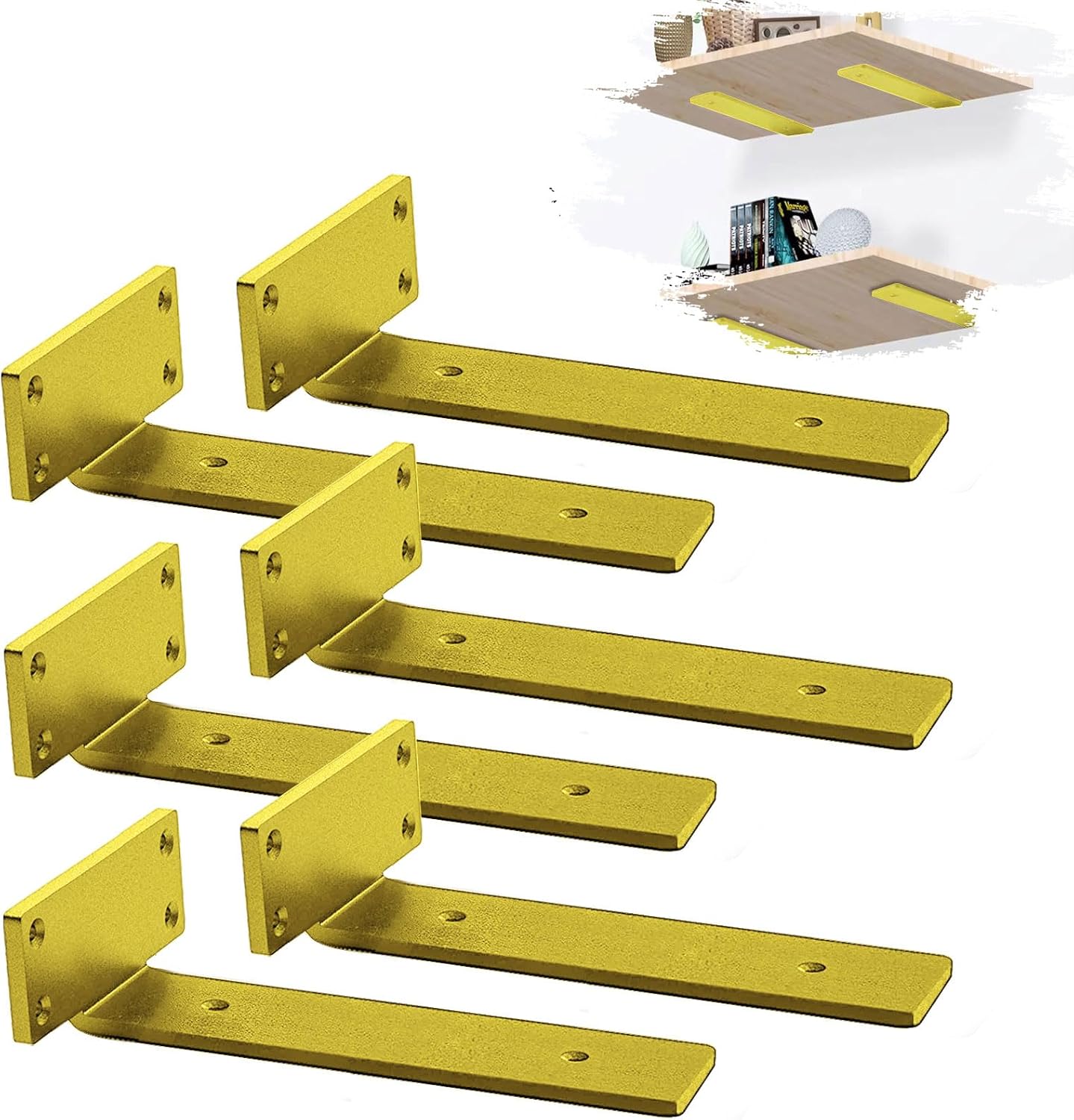 MLOQI 6 Pack Scaffold Board Shelf Brackets Heavy Duty, Floating Shelf