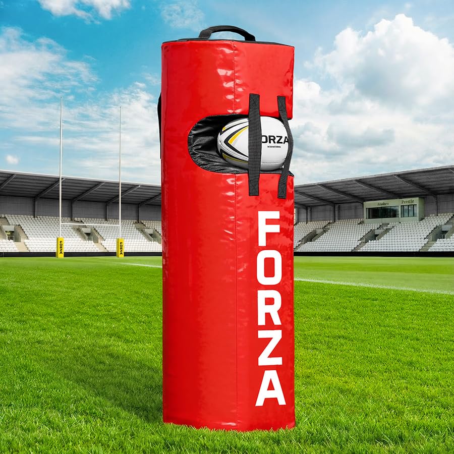 FORZA Tackle Jackal Bag – Rugby Jackal Training Aid with Ball Indent, Side Straps, Weatherproof PVC Exterior & Foam Core for Clubs, Schools & Coaches (Red)