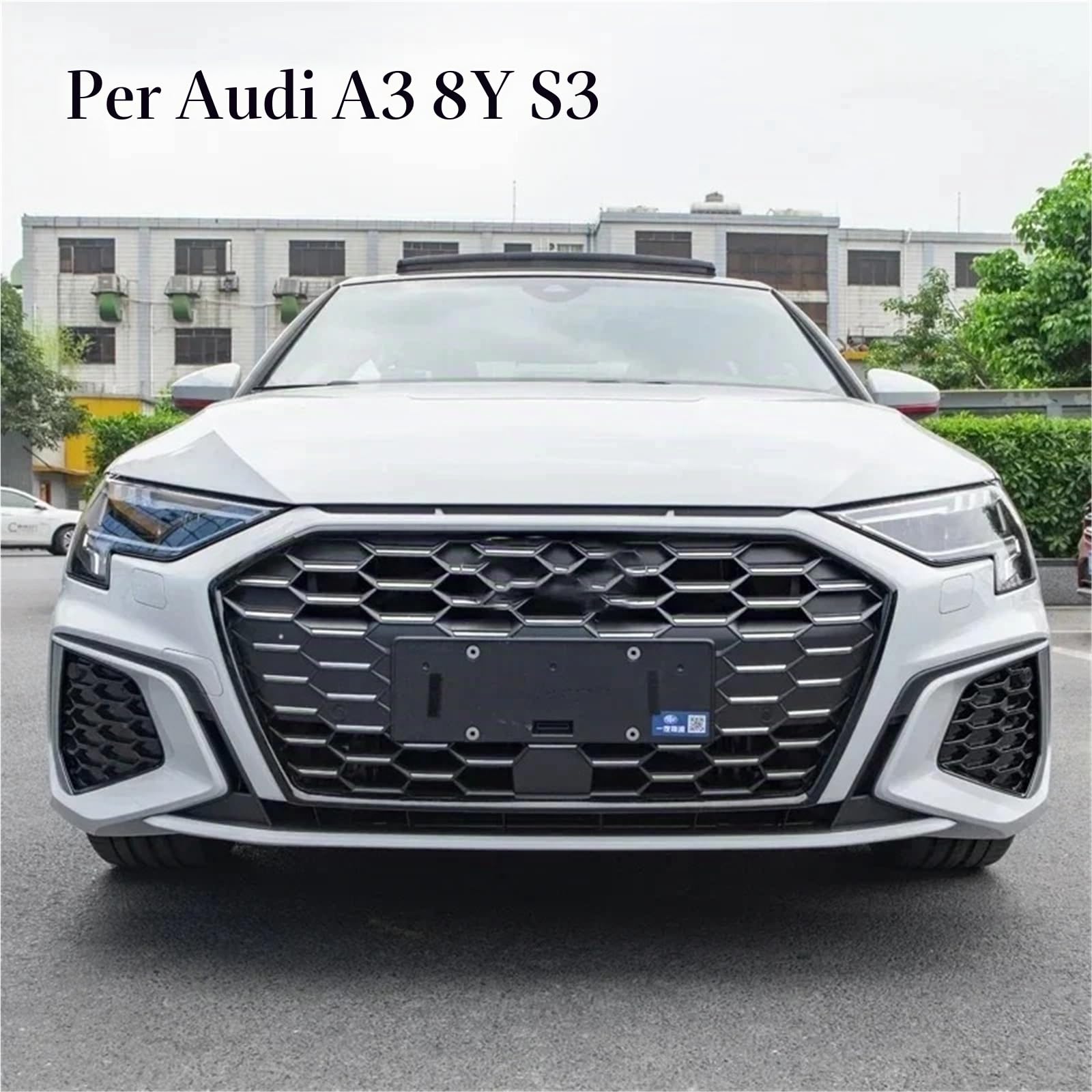 Cornice decorativa per griglia auto adatta per Audi A3 8Y S3, accessori per la messa a punto degli esterni, parti di automobili griglia(Black)