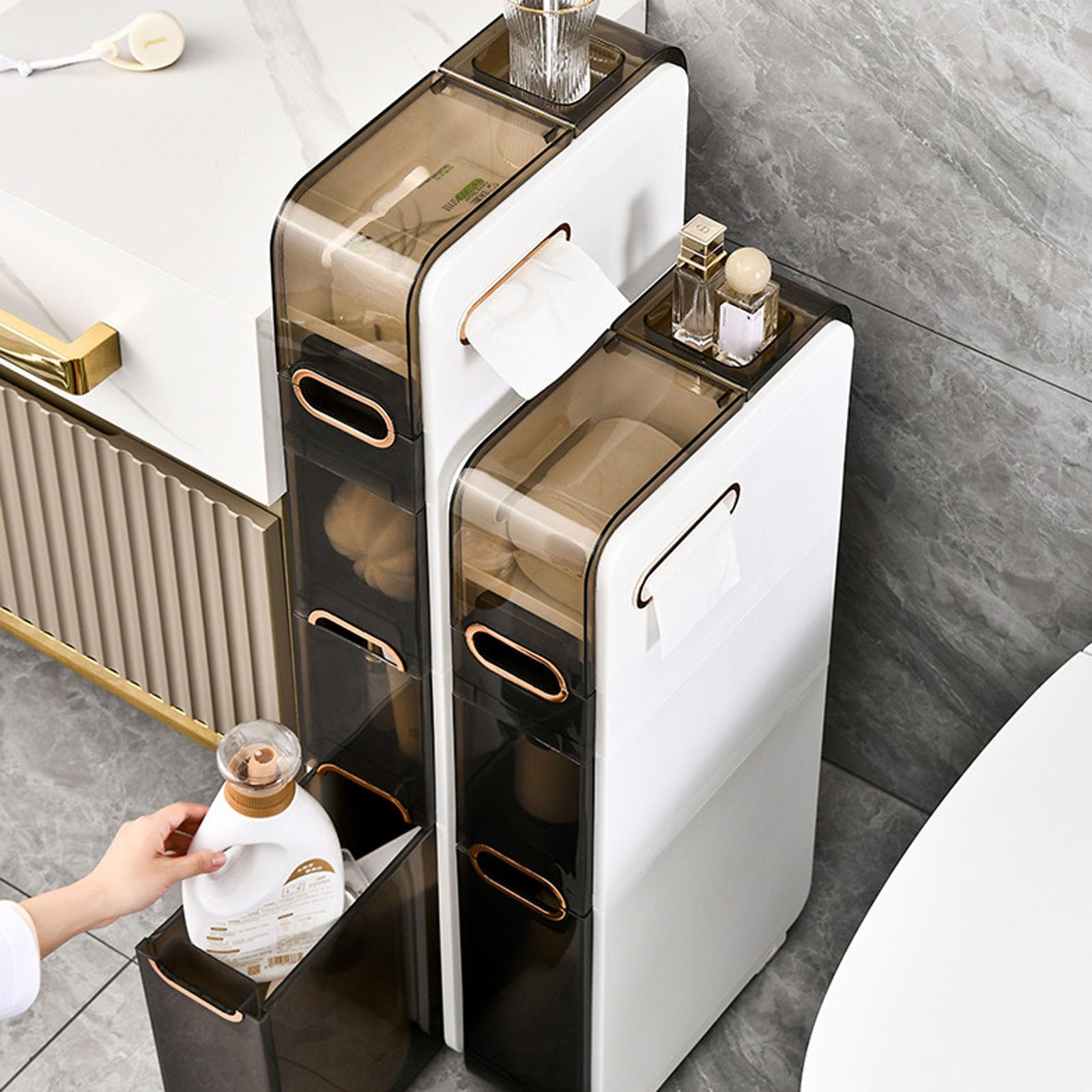 Genérico Armario de Almacenamiento con Ruedas, Instalación Gratuita, Almacenamiento para Baño,Armario de Baño de pie, Estante Adecuado para Cocina, Dormitorio, Sala de Estar(5 Tire)