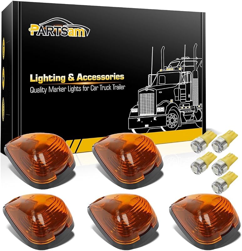 Kit de 5 luzes LED âmbar de teto para cabine Partsam 12 V Ford E-Series e Super Duty – com bases e lâmpadas T10