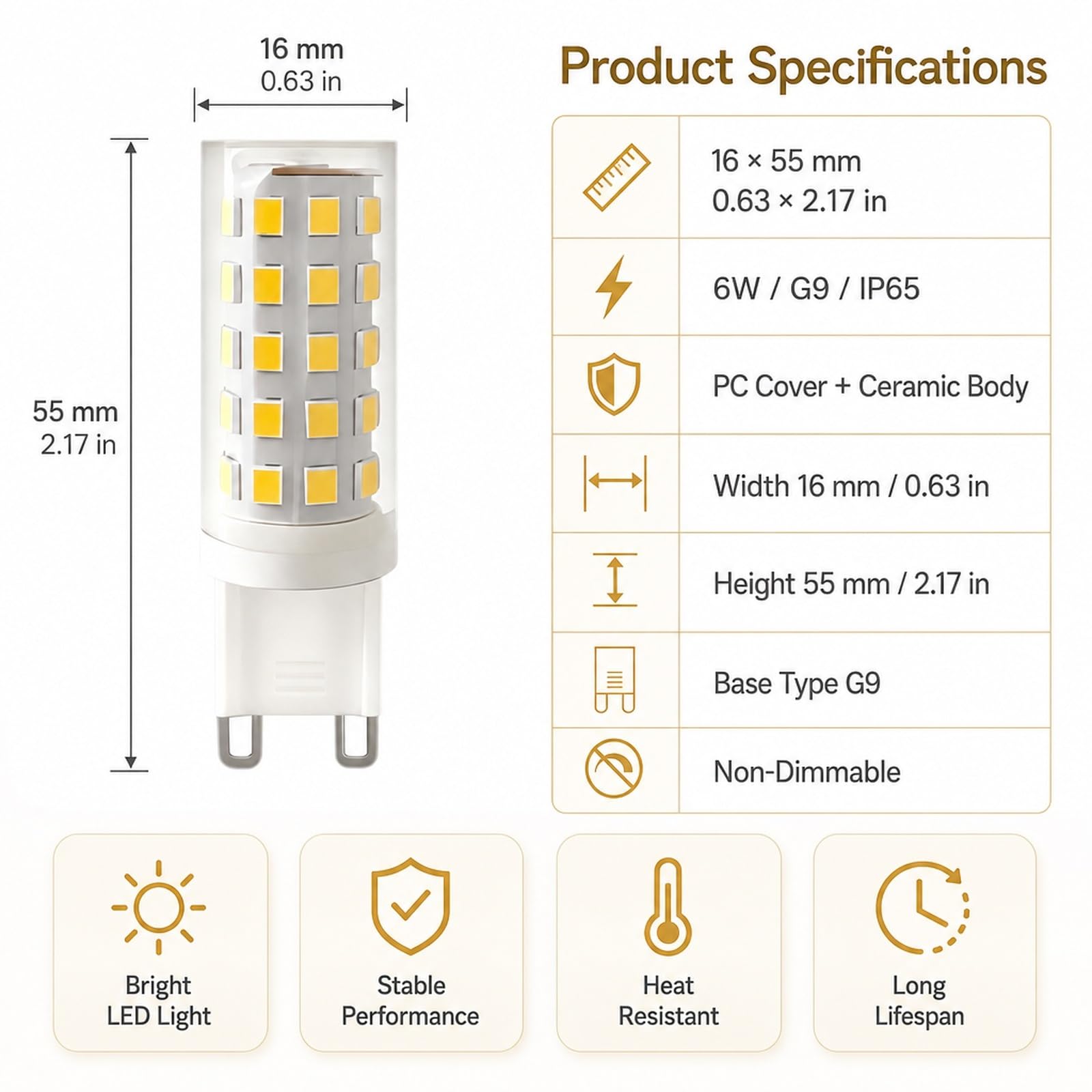 Lampadina LED G9 Luce Calda 3000K 6W Equivalente 48W Anti-Sfarfallio Risparmio Energetico CRI>80 Brillante Camera Soggiorno Cucina Corridoio Non Dimmerabile(4 Pack)