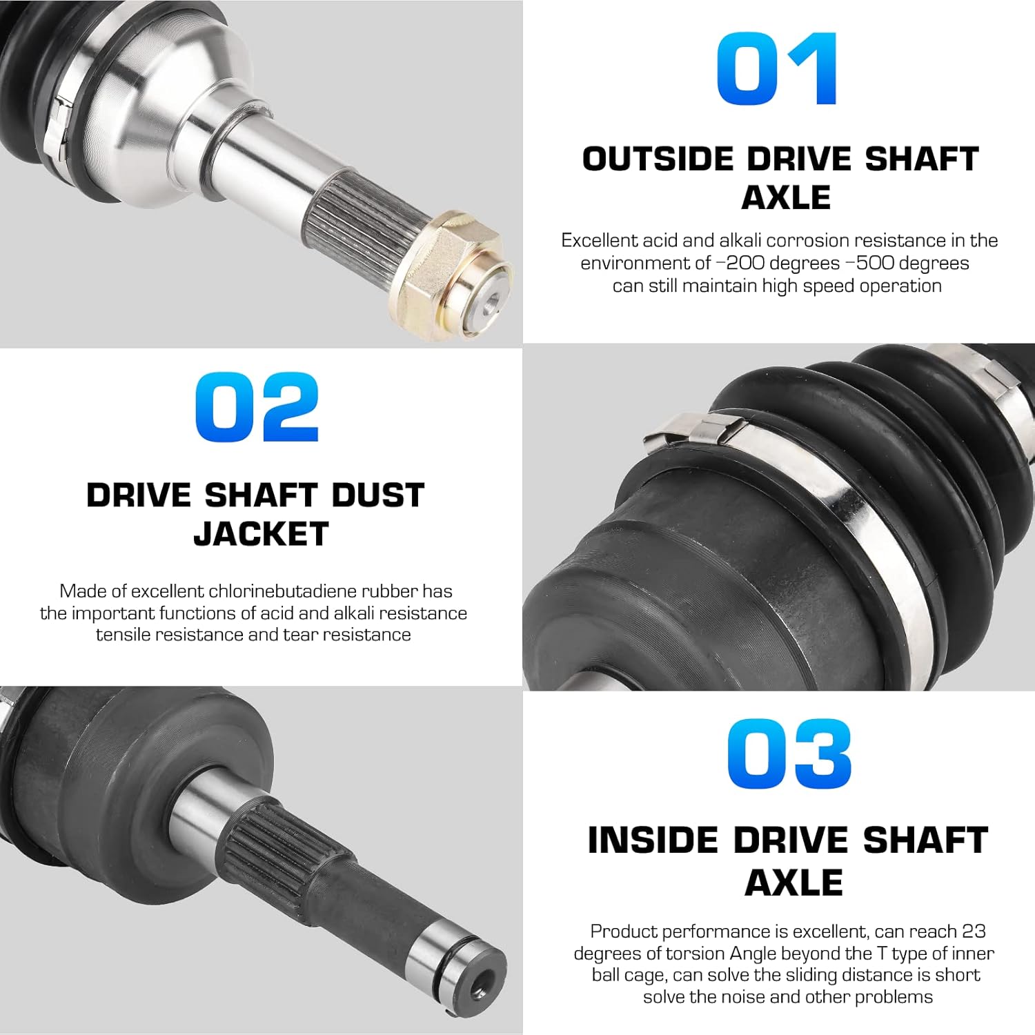 Front Left or Right CV Axle & Wheel Bearing Kit for Yamaha Rhino 450/660 4X4 2004 2005 2006 2007 2008 2009, 2 CV Axles and 2 Wheel Bearings