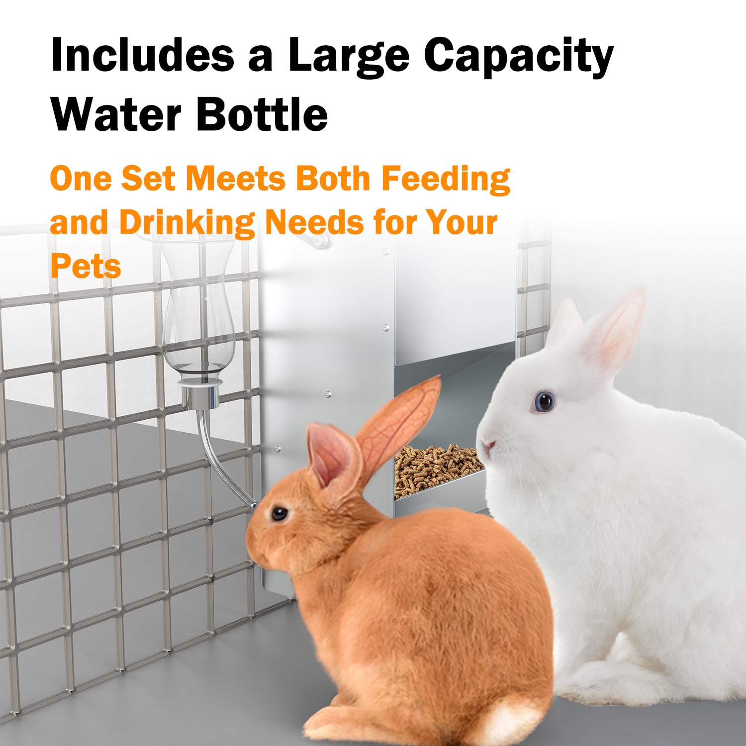 Metal Rabbit Feeder, 5-Pound Capacity Rabbit Feeder, Outdoor Small Animal Feeder for Rabbits, Chicks, Cats, Guinea Pigs, Free Large Capacity Small Animal Water Bottle - image 6