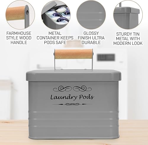 Miniatura 4 de ELITAPRO Soporte para cápsulas de lavandería - Moderno contenedor de cápsulas de lavandería de granja - Contenedor de cápsulas de detergente de
