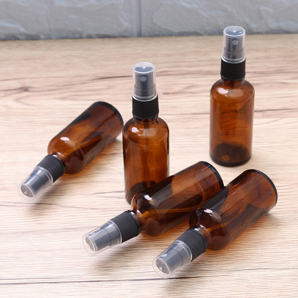 PACKOVE 20stücke Sprühflasche aus Glas Braun Tragbar für Ätherische Öle und Parfums Reisebehälter Auslaufsicher und Bruchfest
