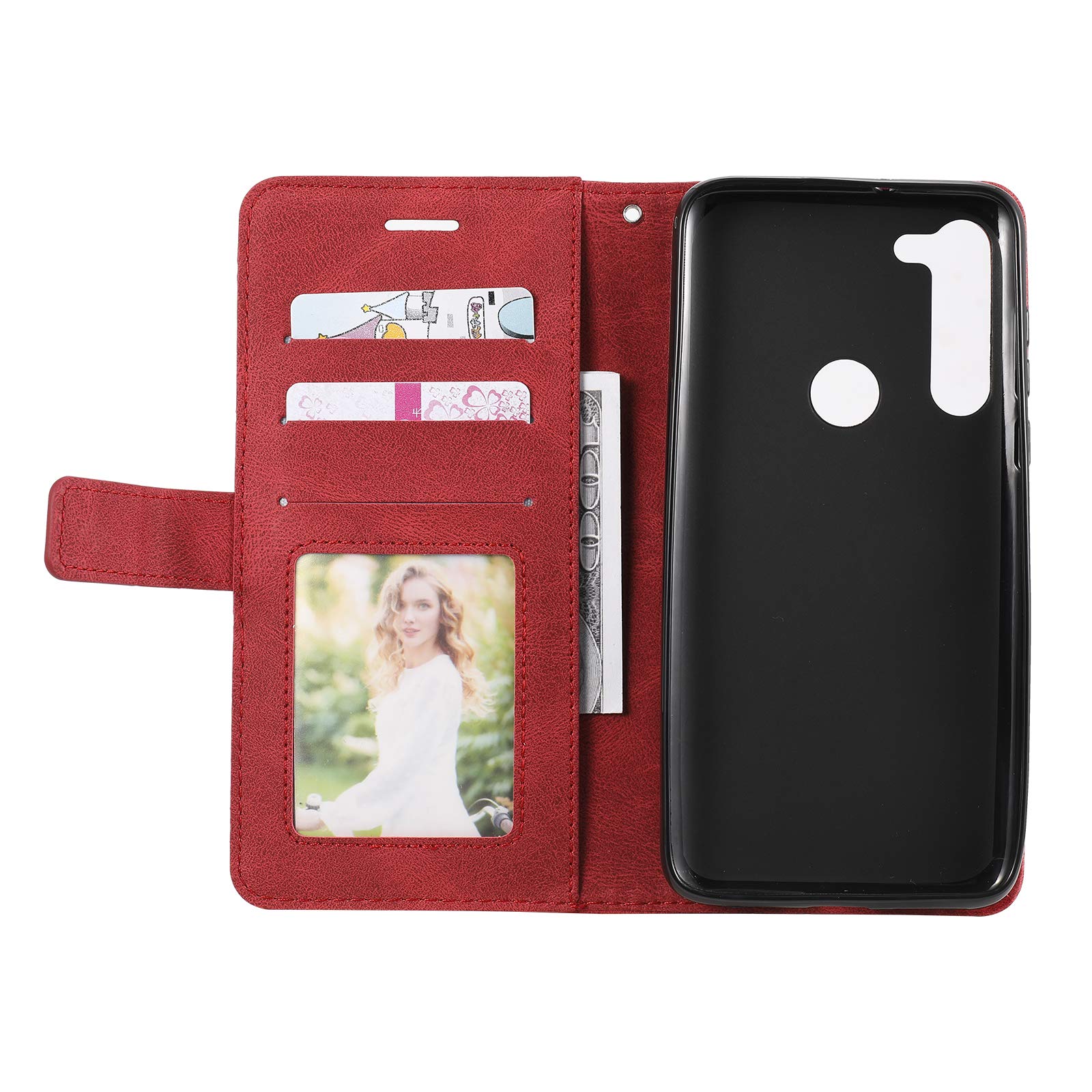 Etui na Motorola Moto G8 pokrowiec pokrowiec, etui do Motorola Moto G Fast XT2045-3 / Moto G8 XT2045-1 XT2045-2 XT2045-5 XT2045-6 etui z klapką skóra PU pokrowiec czerwony