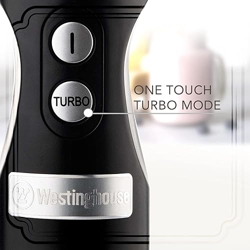 Miniatura 3 de Westinghouse Batidora de mano  Licuadora de inmersión de 5 velocidades con función Turbo, cuchillas y varilla de acero inoxidable, 500 W de
