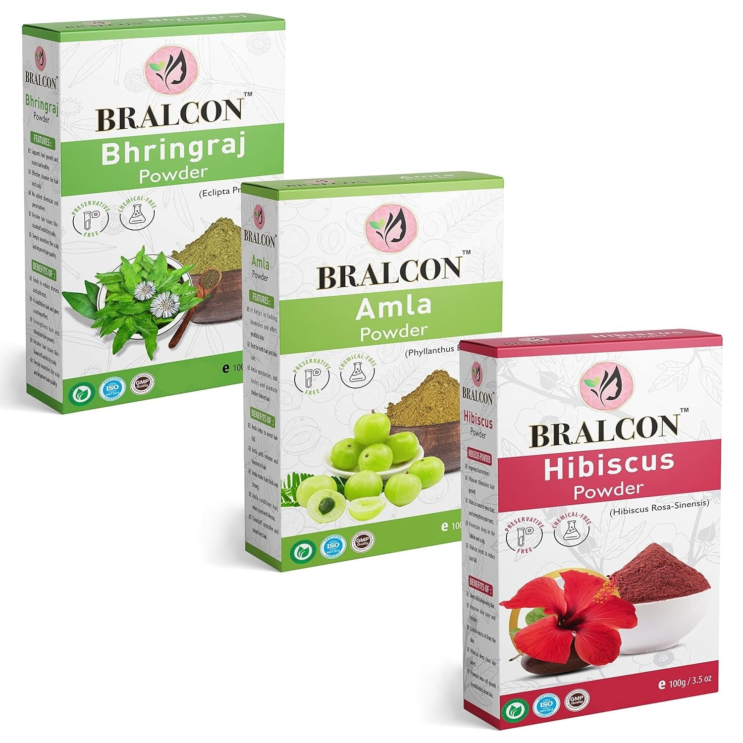 BRALCON Organic Bhringraj, Amla, Hibiscus Powder Combo -300g (100g x 3 Pack)| Amla Powder, Hibiscus Powder, Bhringraj Powder for Hair Growth, Nourishment of Skin And Hair|Hair Care & Face Pack Powder-image-30