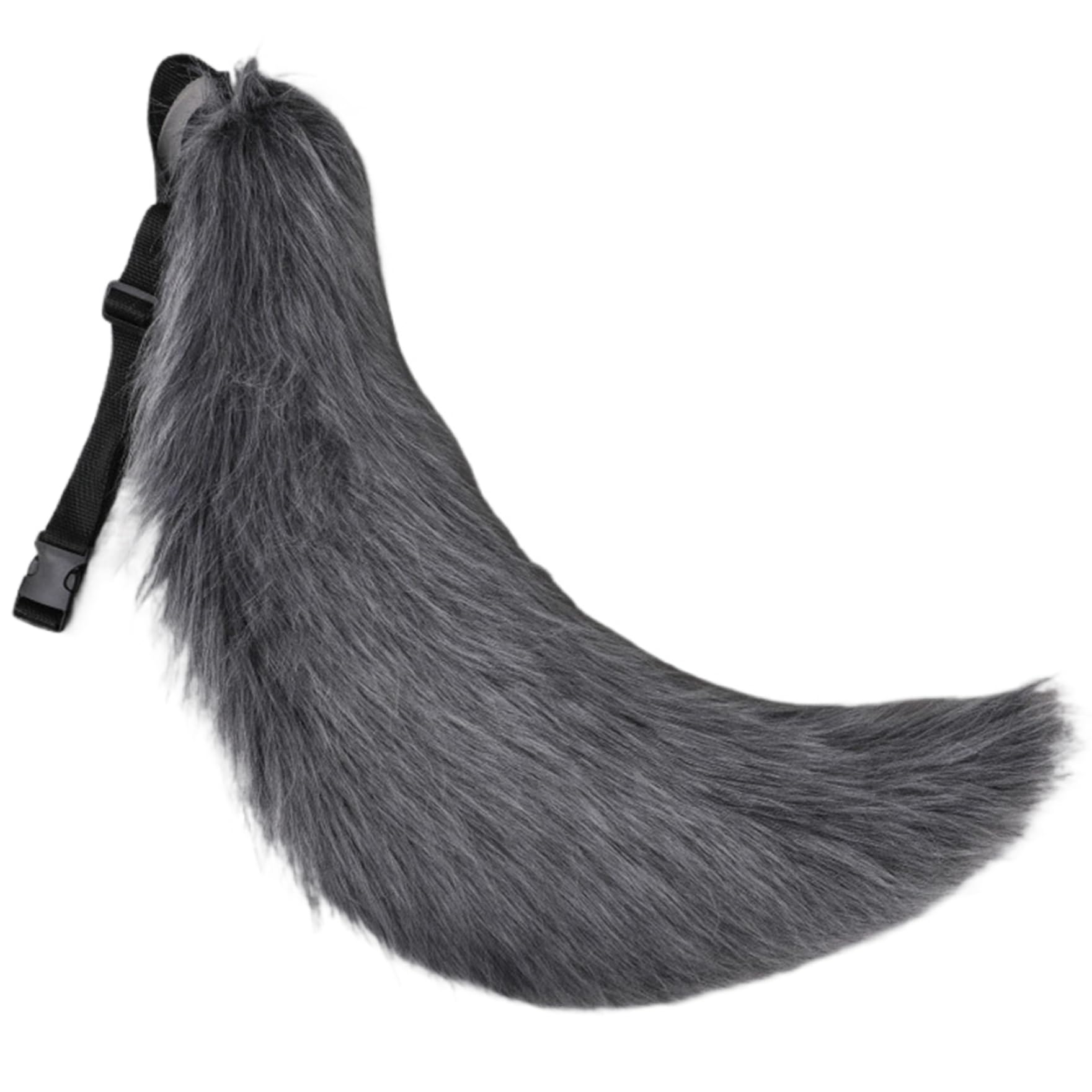 Therian-Schwanz, 68, 6 cm – Halloween-Pelzschwanz mit Gürtel, Kunstfell-Wolf für Erwachsene, Kinder, Cosplay, Party, Kostümzubehör (grau)