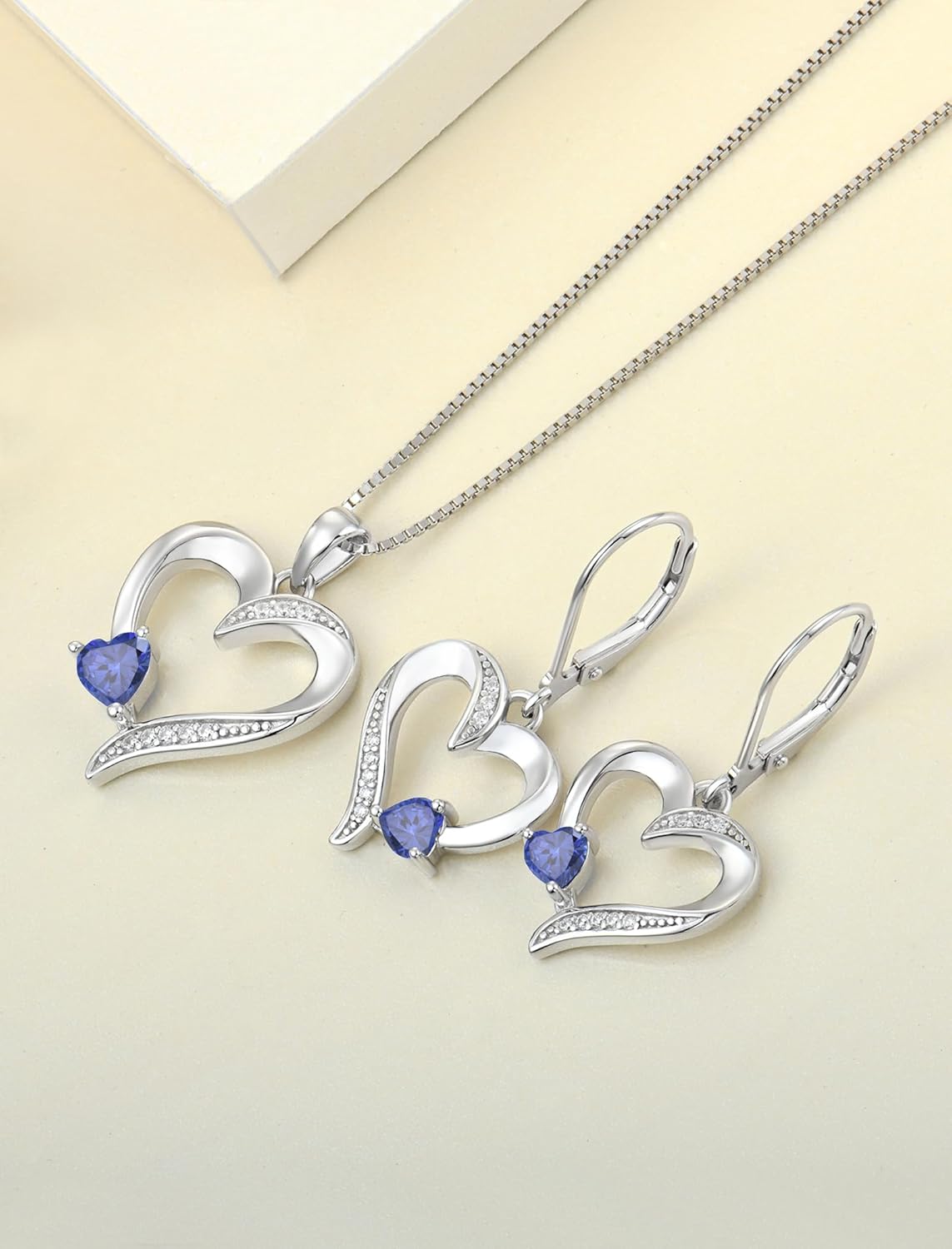 YL Heart Necklace 925 Sterling Silver Love Heart Pendant Birthstone Jewelry for Women - Image 5
