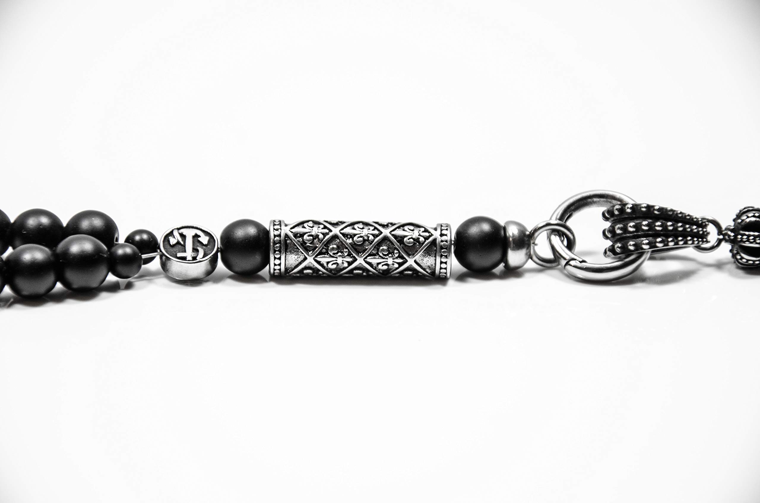 Herren Männer Halskette Y Kette Rosenkranz aus Onxy Schwarz Handmade Geschenke (80)