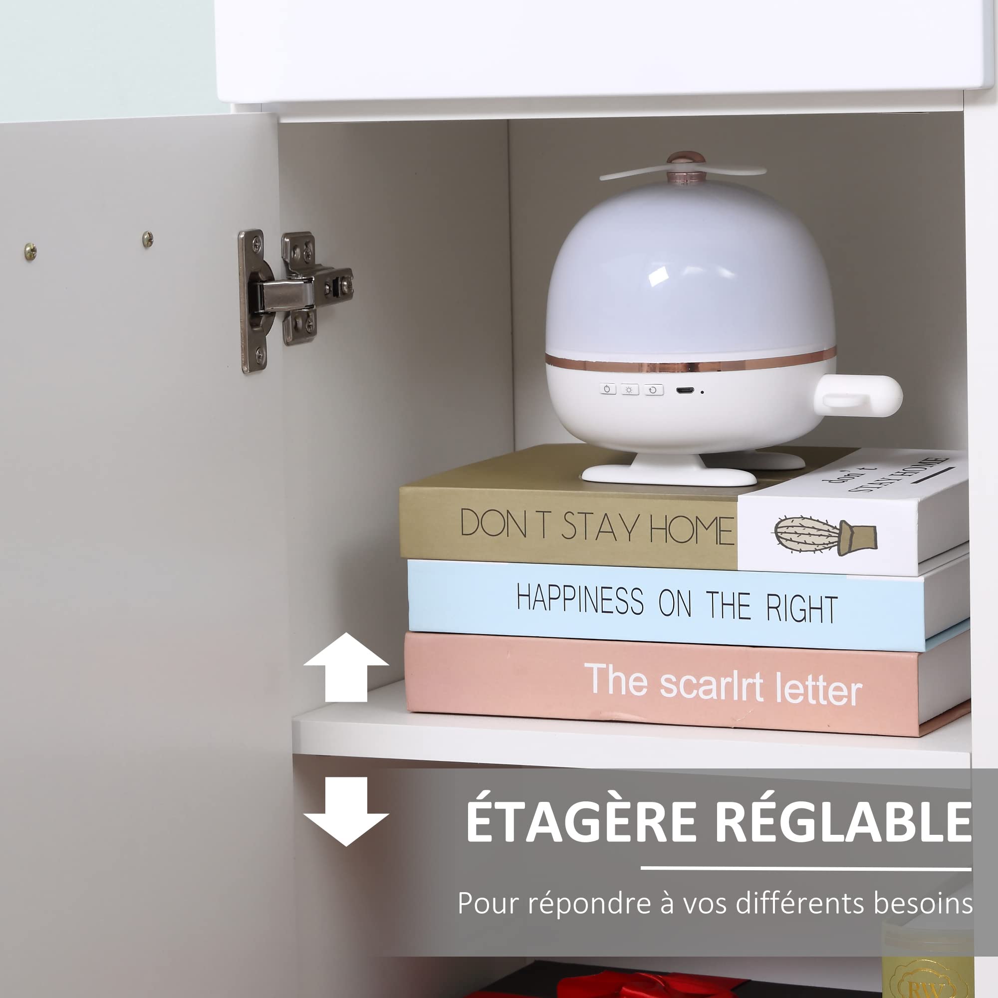 kleankin Meuble sur Pied Colonne Bas de Salle de Bain Placard Porte avec étagère tiroir Coulissant en Bois Blanc