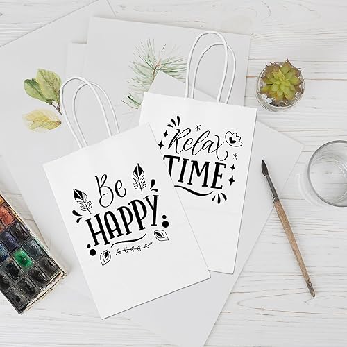 Miniatura 5 de GITMIWS Paquete de 60 bolsas pequeñas de papel blanco, 6 x 3.15 x 8.25 pulgadas, pequeñas bolsas de regalo de papel kraft blanco con asas a granel,