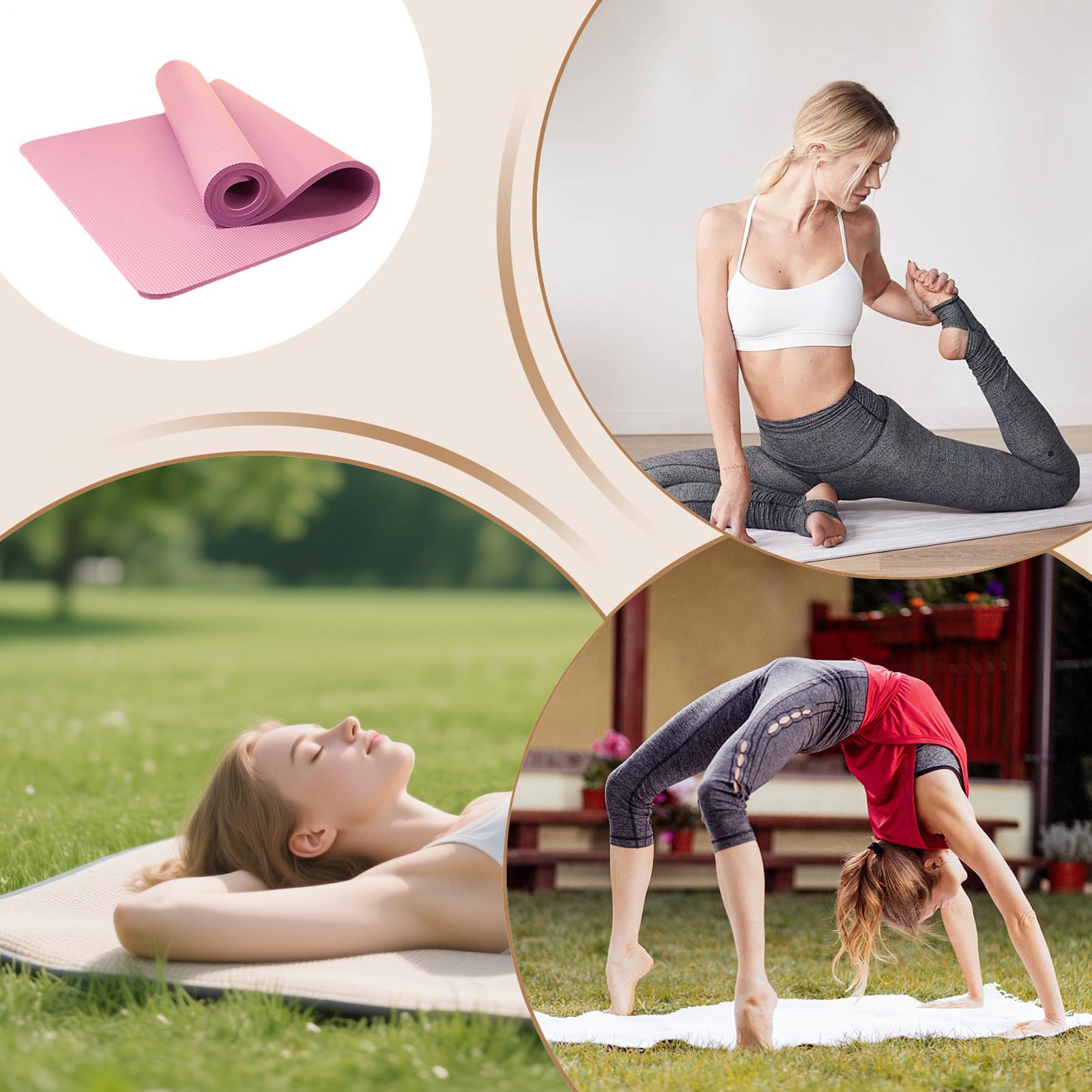 Esterilla de yoga extra gruesa, 15 mm de grosor, equipo de entrenamiento que absorbe los golpes, colchonetas de yoga ligeras con correa de transporte, para el hogar, gimnasio, interior, exterior