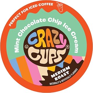 Crazy Cups Chocolate Coffee Pods, Mint Chocolate Chip Ice Cream Coffee Pods for K Cup Keurig Machines, Brew Hot or Iced, 22 Count