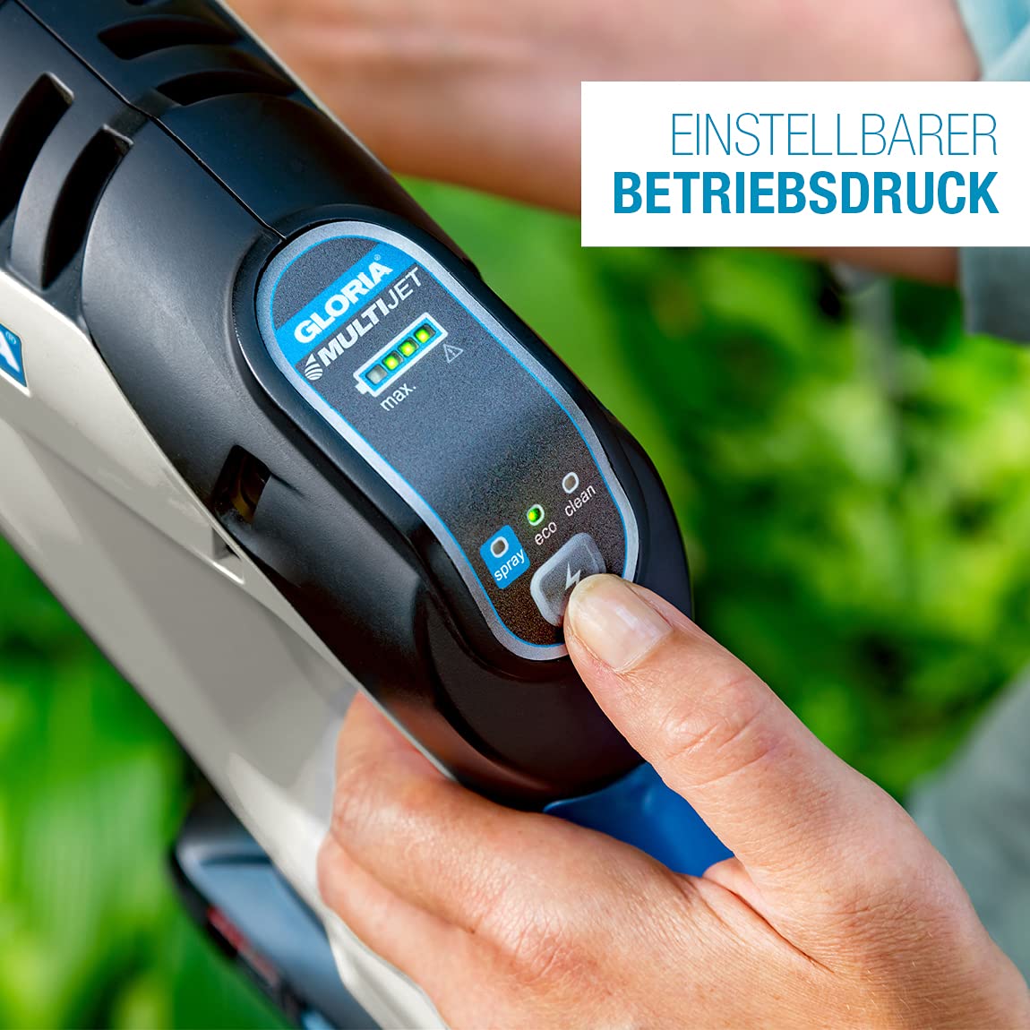 GLORIA Akku Sprühsystem MultiJet 18V Set | Mobiler Hochdruckreiniger & Schaumsprüher mit 3 Druckstufen & 4-in-1 Düse | Inkl. Bosch Akku 18V | Für Reinigung, Garten & Pflanzenschutz