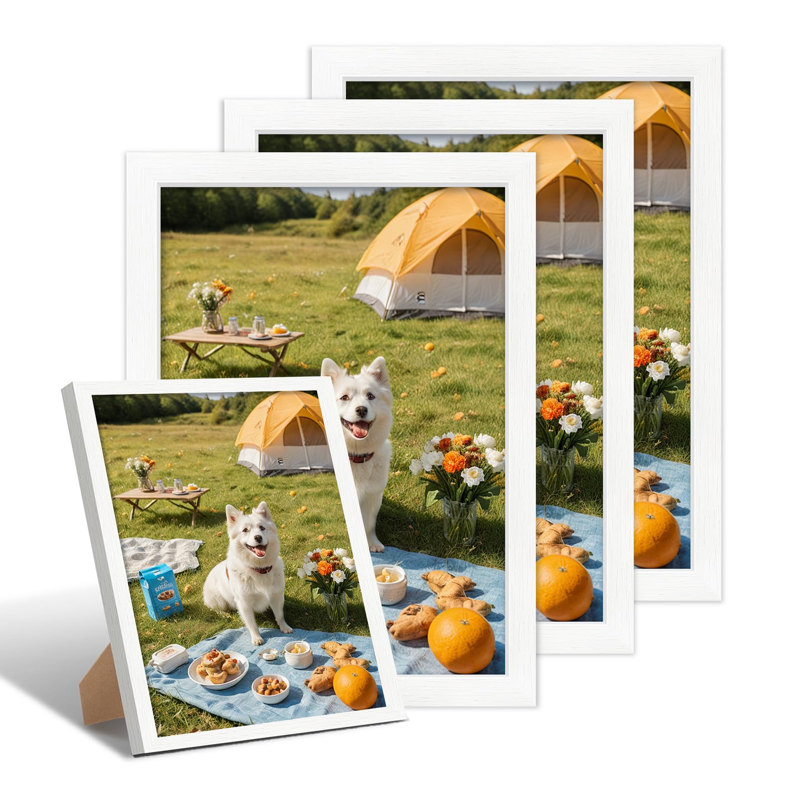 FajerminArt 4 Packs A4 picture frames, Wooden Photo Frame 20.3 x 29 cm, Versatile White A4 Poster Frame Plexiglass, Wall Mount or Tabletop for Home Office Gallery Portrait Photo Landscape