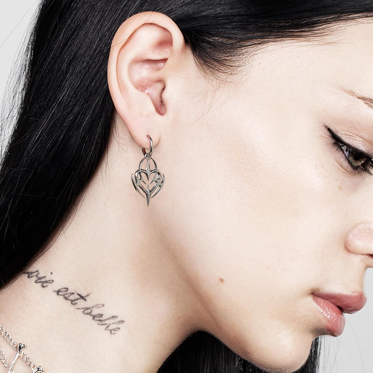 HZMAN Celtic Knot Heart Dangle Drop Earring for Men Stainless Steel Retro Hinged Hoop Earring Jewelry Gift - Image 2