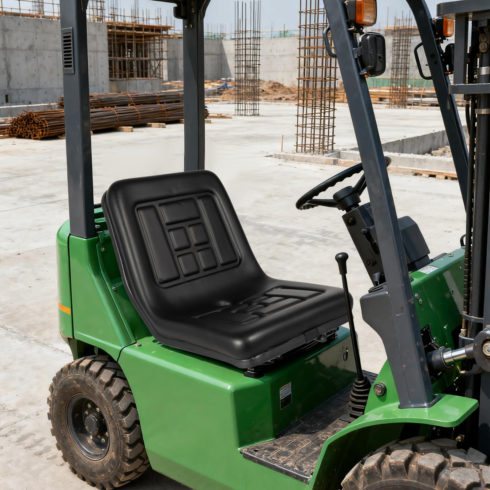 Asiento de tractor de alta elasticidad, asiento ergonómico cómodo para maquinaria agrícola, PVC y hierro, transpirable, ajustable (15 cm), capacidad de carga 100 kg