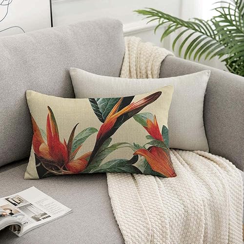 Miniatura 7 de TKS MITLAN Fundas de almohada decorativas de pájaros del paraíso y hojas, 12 x 20 pulgadas, para decoración del sofá del hogar