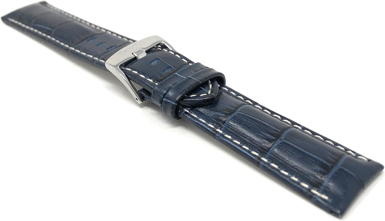 Bandini Mens Leather Watch Band – Extra Long & Regular, Premium Top Grain Alligator Embossed Strap, Durable Upgrade Replacement, Comfortable Leather, Fits Large Wrists, 18mm to 38mm