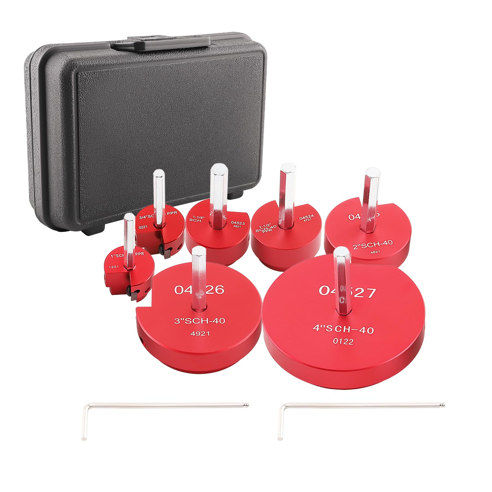 maXpeedingrods Kit de 7 escariadores de tubos de PVC con cabeza de aluminio de 3/4 pulgadas, 1 pulgada, 1-1/4 pulgadas, 1-1/2 pulgadas, 2 pulgadas, 3 pulgadas, 4 pulgadas, cabeza de aluminio, juego de