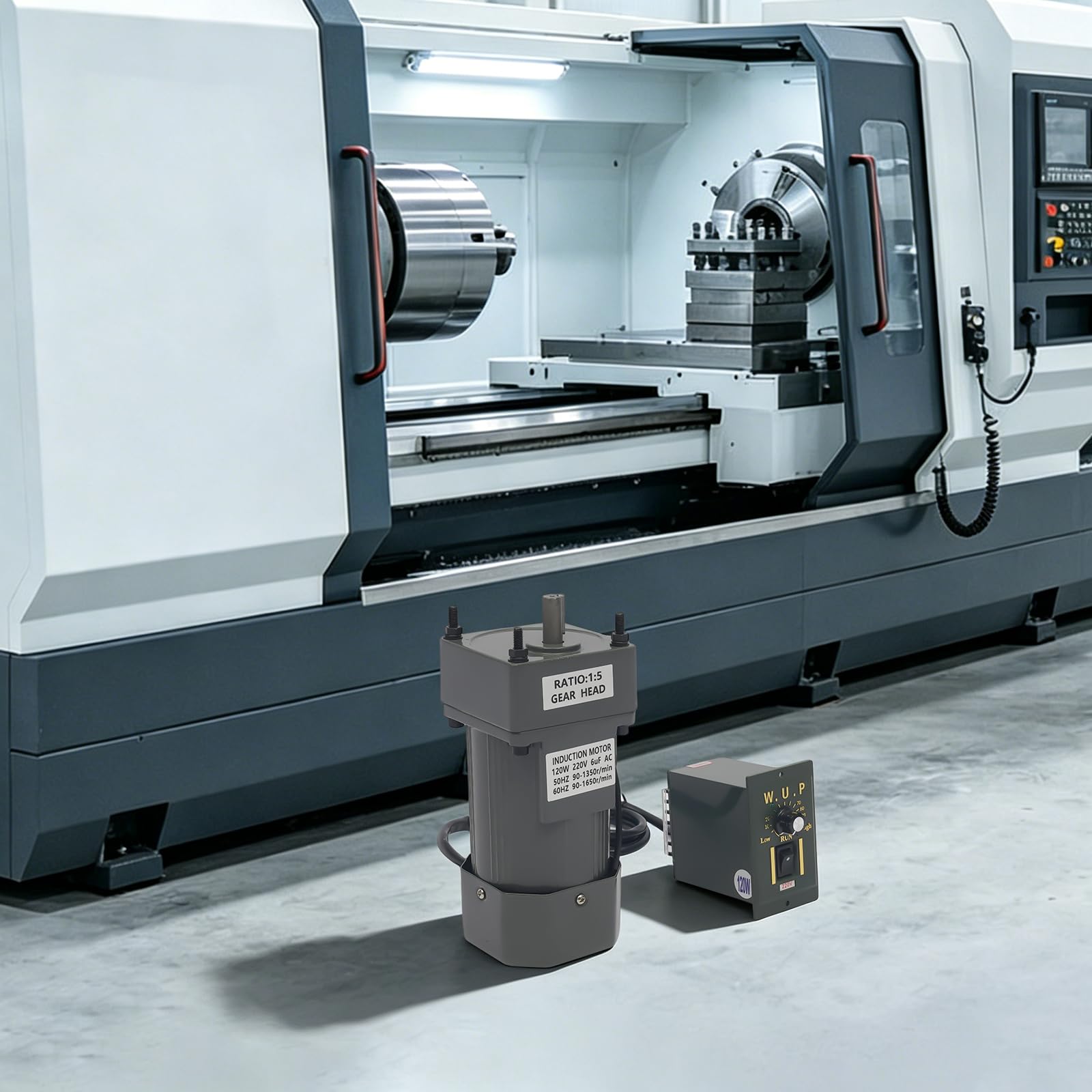 Getriebemotor, 220V 120W 5K + Regler (220V Verkabelung) Gear Motor Elektromotor Getriebemotor mit Drehzahlregler CW/CCW 3.5Drehmoment Centric Output Welle 12mm