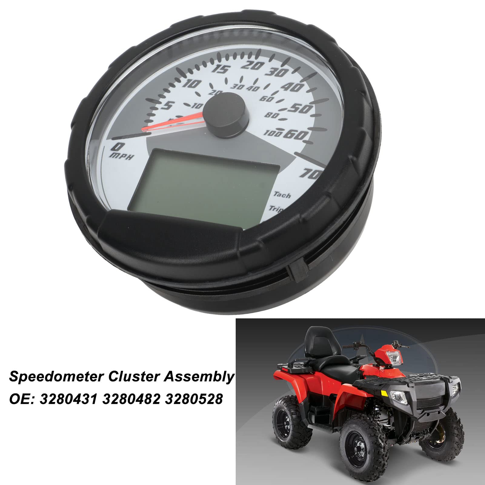 Alomejor Tacho-Cluster-Baugruppe ABS-Tachometer-Cluster-Anzeige OE 3280431 3280482 3280528 mit Kilometerzähler-Trip-Kraftstoffanzeige für Sportsman 400 500 800 ATV-Fahrer