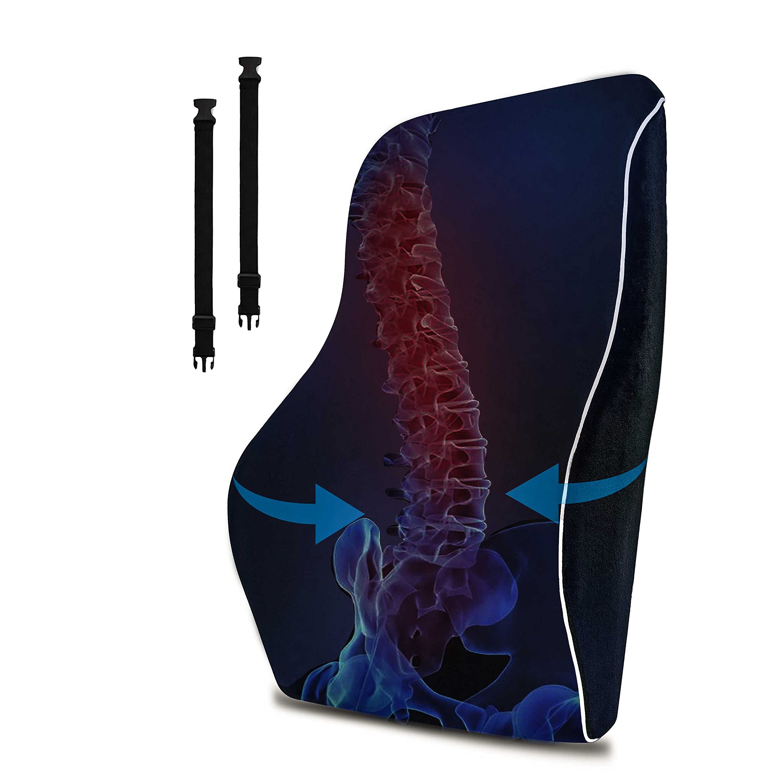 Aelegant Lumbar Support Pillow for Chair, Back Support Cushion for Office Chair, Memory Foam Car Seat Cushion, Back Support Cushion with Straps