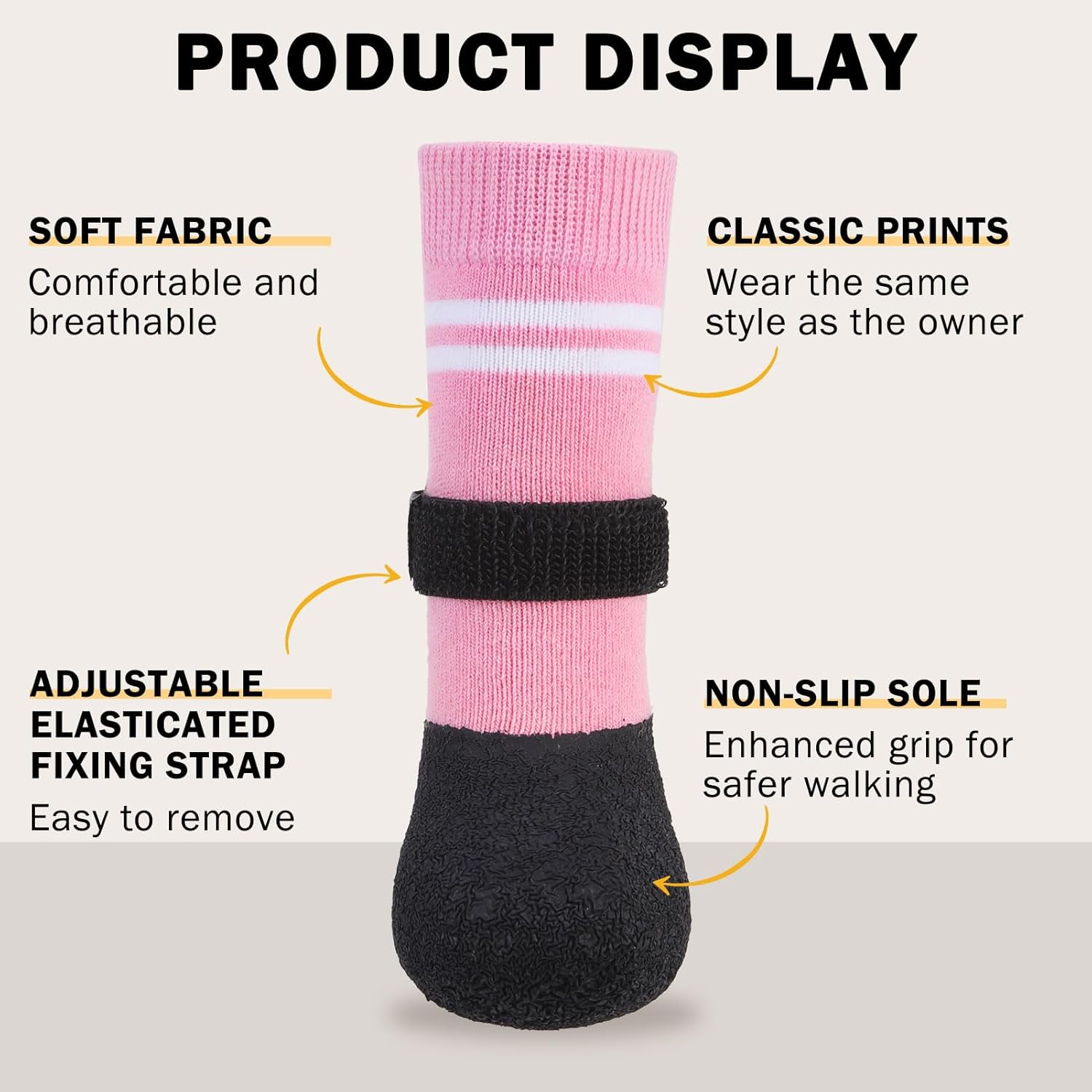 scenereal anti slip dog boots & paw protectors for hardwood floor, extended dog socks to prevent licking paws, waterproof pet snow rain shoe for winter small puppy senior dogs, pink s small(paw width 1.73in/4.4cm) pink