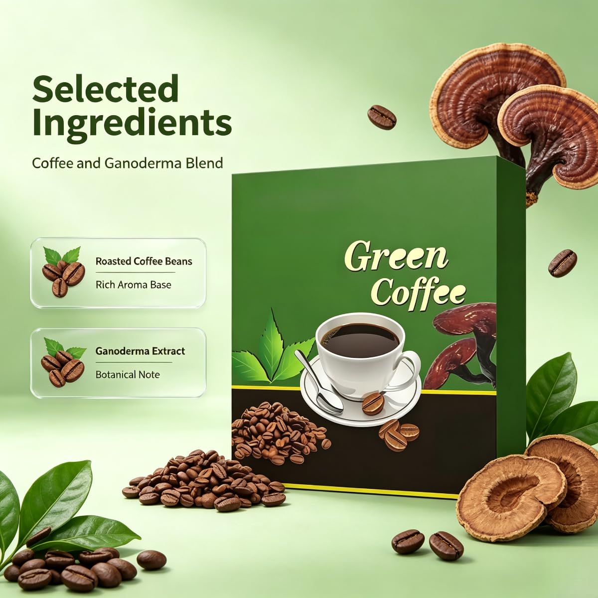 Fórmula Ganoderma‑café verde‑Nutrición vegetal dietética