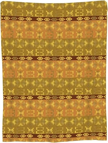 Miniatura 9 de Manta de franela de felpa, patrón étnico africano con simbols Adinkra, manta de felpa súper suave, cómoda y ligera para uso en todas las estaciones,