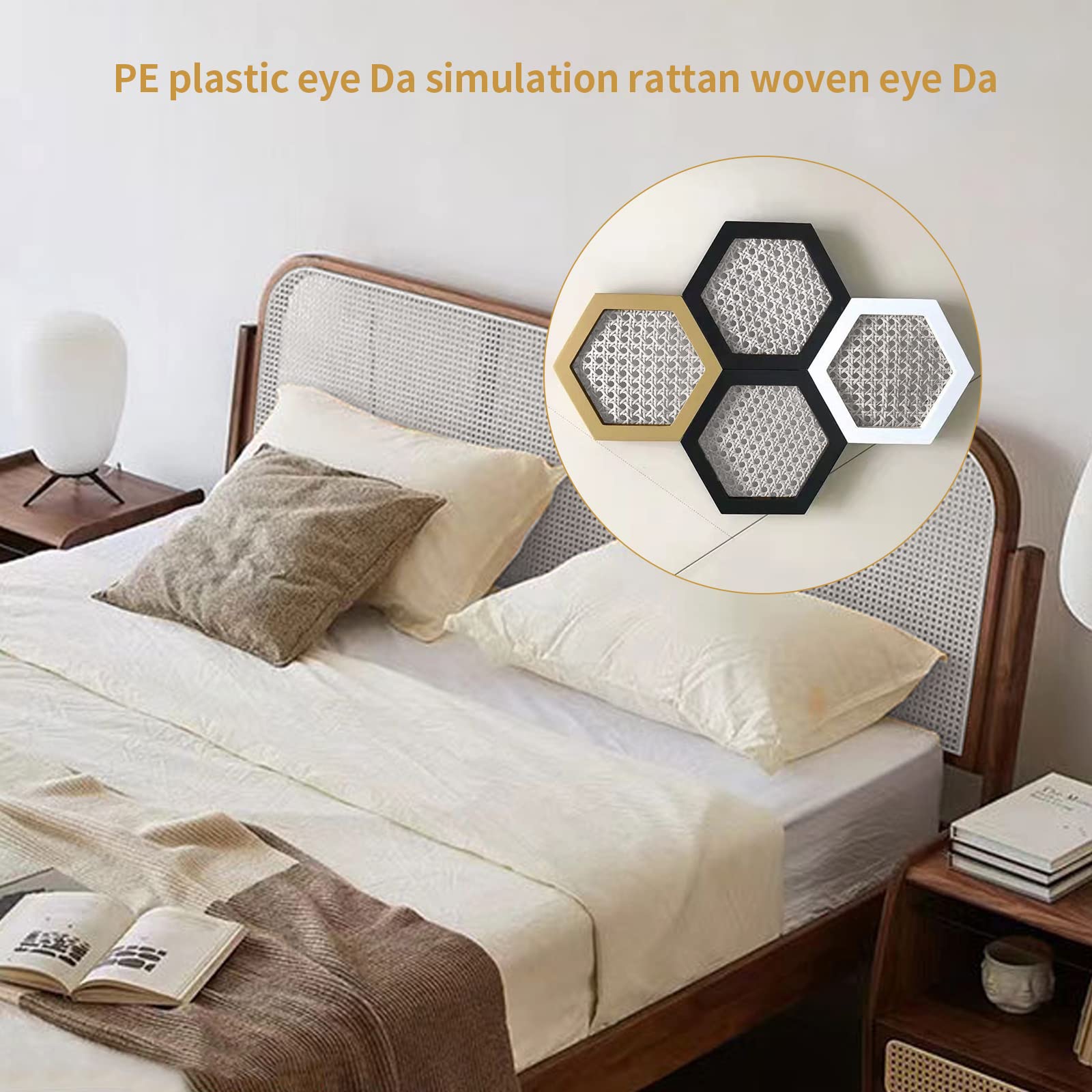 Wiener Geflecht, PE Rattan Gurtband, Breite Rattan Geflecht, Wasserdicht Wabengeflecht, Handgemachtes Rattan Kunsthandwerk für DIY Möbeldekoration , Stuhlgeflecht, Möbelgeflecht (60 x 100cm, Weiß)