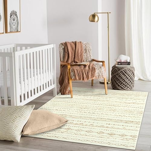 Miniatura 5 de Wonnitar Alfombra lavable de 4 x 6 pies, diseño tribal marroquí, envejecida, suave, no desprende pelusa, alfombra de interior para sala de estar,